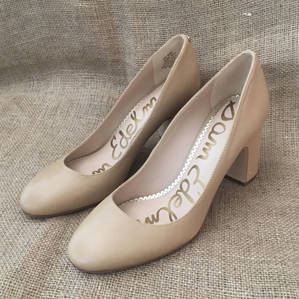 Sam Edelman Nude Leather Pump Rounded Toe sz 8.5